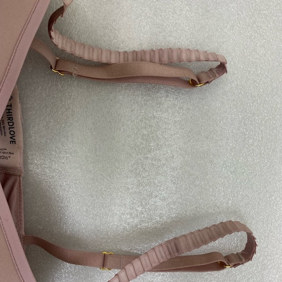 THIRDLOVE Pink Cream Tan Brown Lace Bra size 32 D 1/2 - Picture 7 of 9